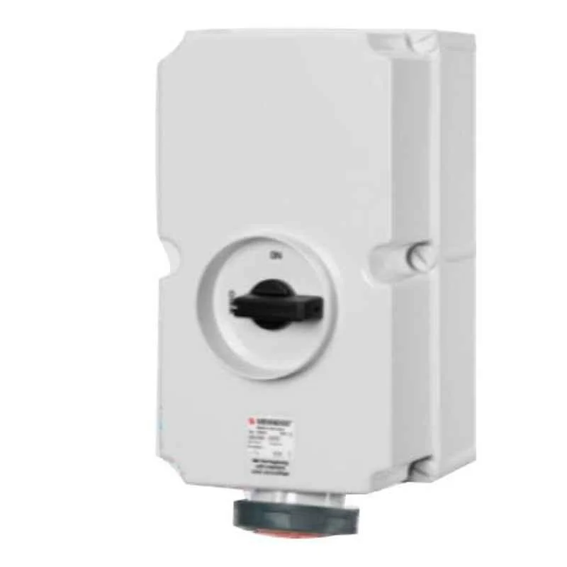 Mennekes 125A 4P 400V Wall Mounted Receptacle with Mechanical Duo-Interlock, 5691