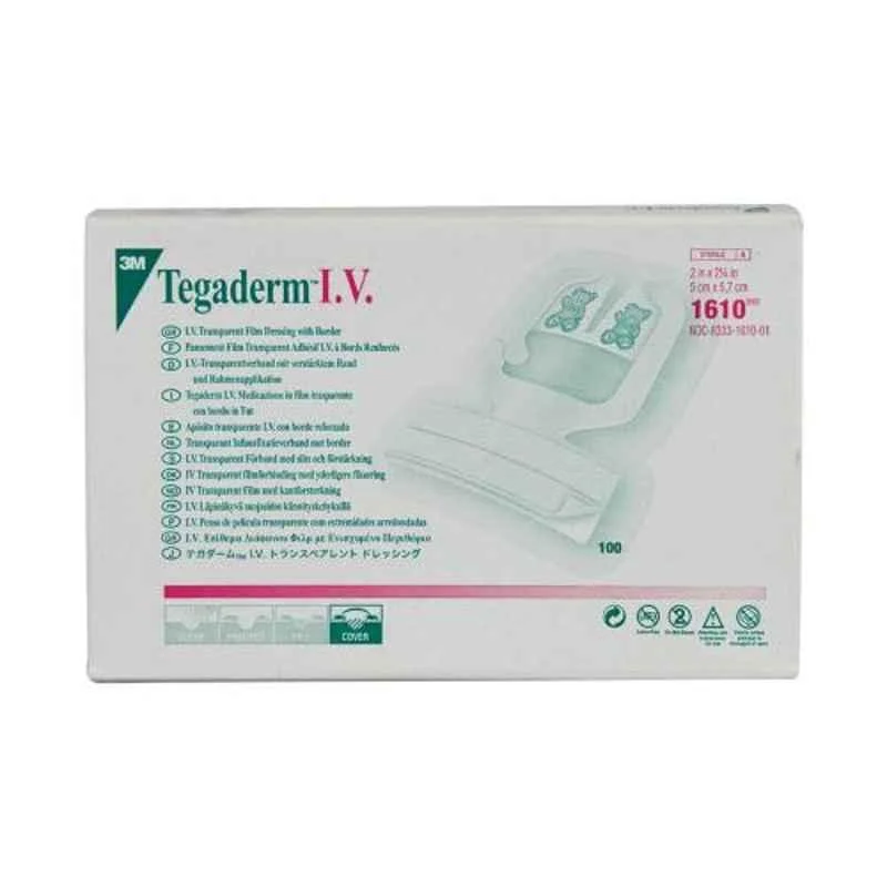 3M Tegaderm IV Transparent Dressing Film, 1610IN (Pack of 100)