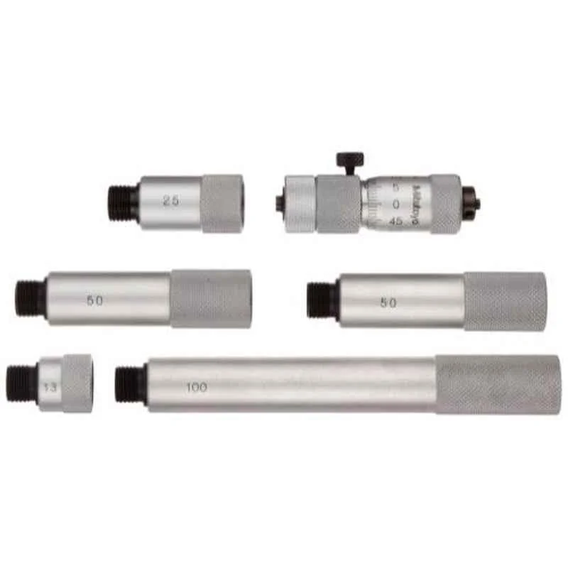 Mitutoyo 50-300mm Carbide Tipped Face Tubular Vernier Inside Micrometer with 5 Pcs Extension Rod, 137-207