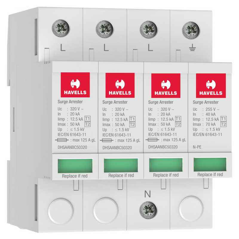 Havells 1 & 2 Type Three Pole & Neutral AC Surge Protection Devices, DHSAANBC50320