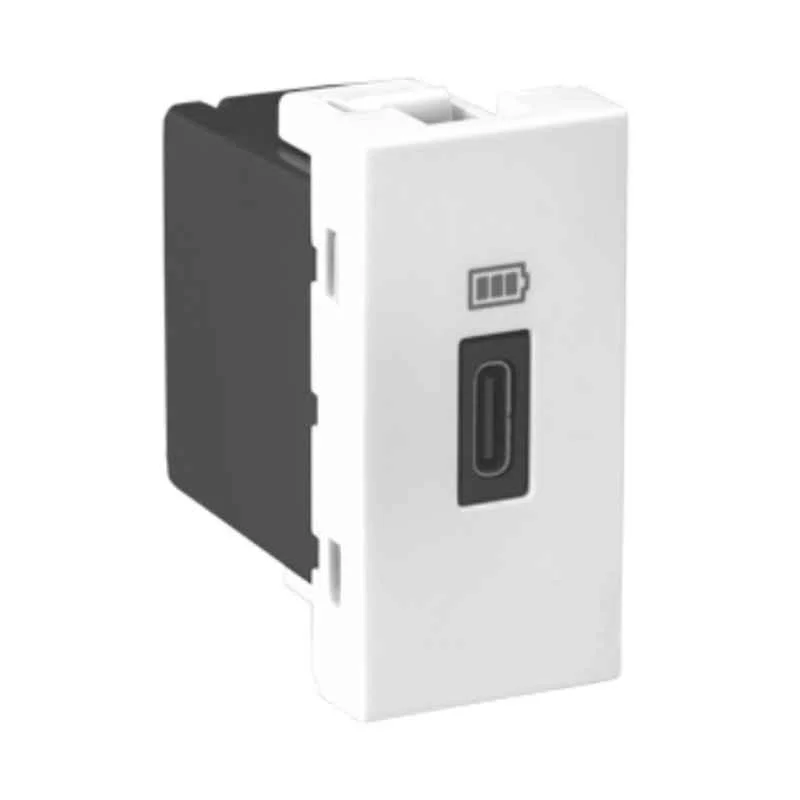 Legrand Allzy 1500mA 1 Module Type-C White USB Charger Socket, 681171