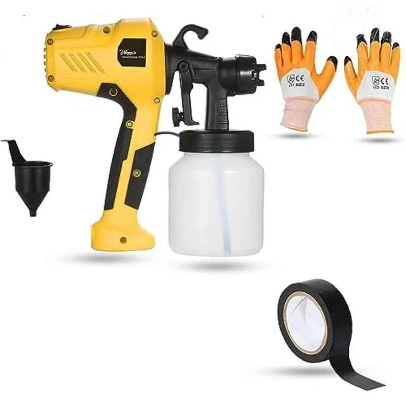 Hillgrove 400W 0.8 Litre Plastic DIY HVLP Paint Sprayer Gun with Gloves & Electrical Tape, HGCM1323