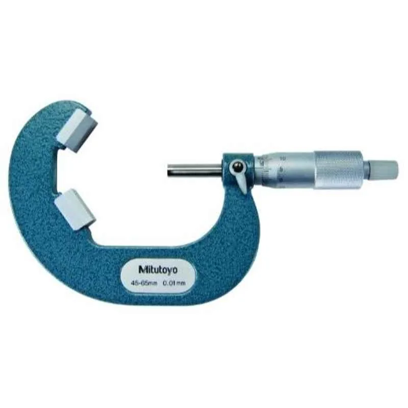 Mitutoyo 45-65mm Ratchet Stop V-Anvil Micrometer for 5 Flutes Cutting Head, 114-123
