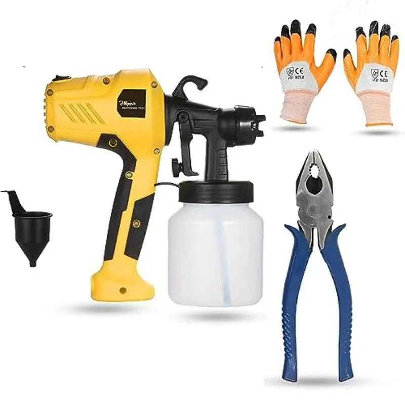 Hillgrove 400W 0.8 Litre Plastic DIY HVLP Paint Sprayer Gun with Gloves & 8 inch Plier, HGCM1338
