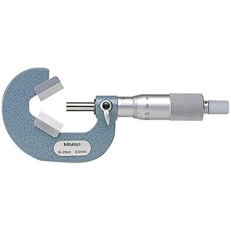 Mitutoyo 10-25mm Ratchet Stop V-Anvil Micrometer for 3 Flutes Cutting Head, 114-102