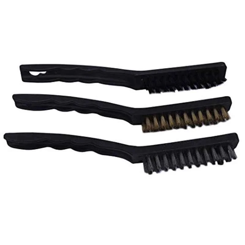 Jon Bhandari 3 Pcs 9 inch Plastic Black Multi Utility Wire Brush Set