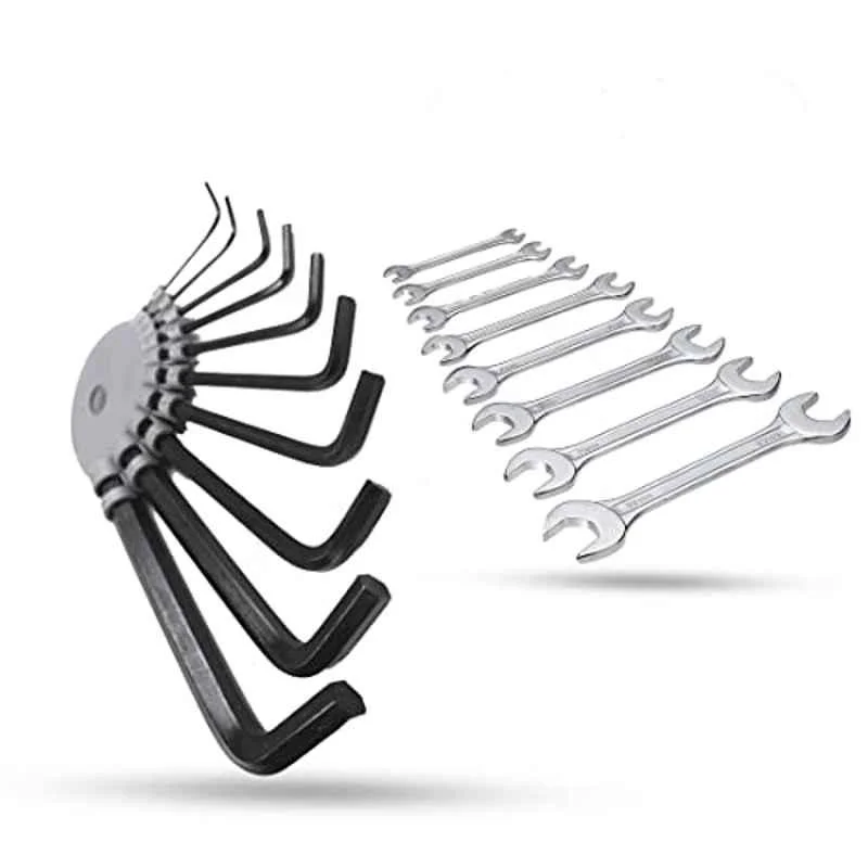 Hillgrove 10 Pcs Hex Allen Key & 10 Pcs Double Open End Wrench Spanner Set, HGCM996