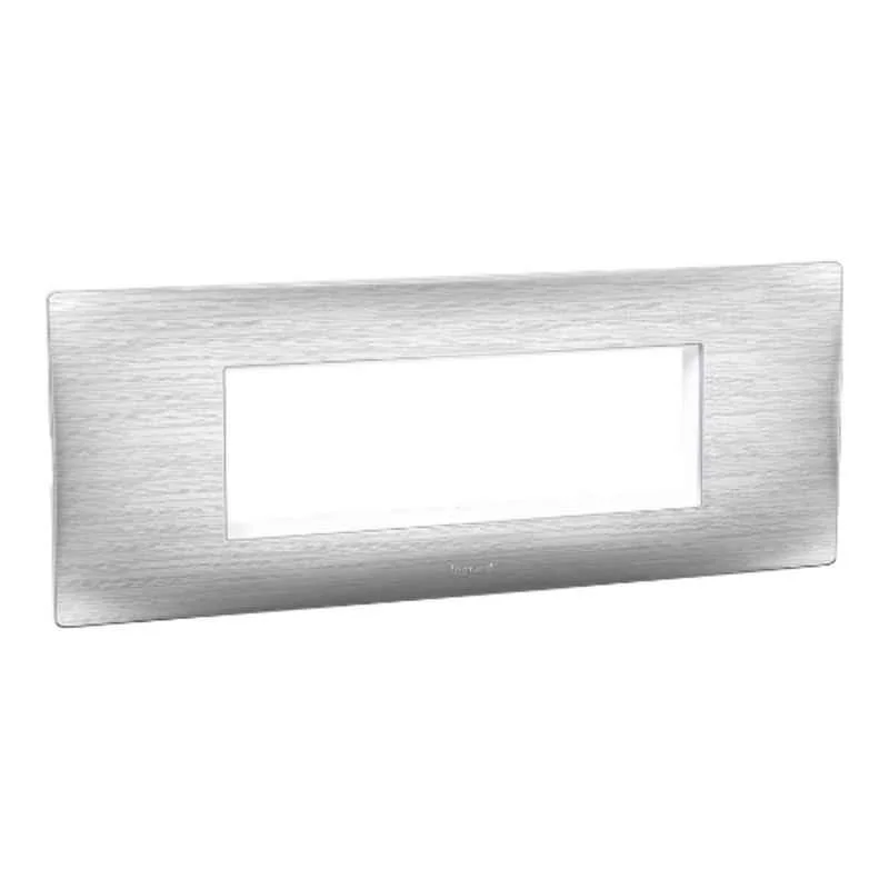 Legrand Lyncus 6 Module Polycarbonate Brushed Silver Plate with Support Frame, 677546