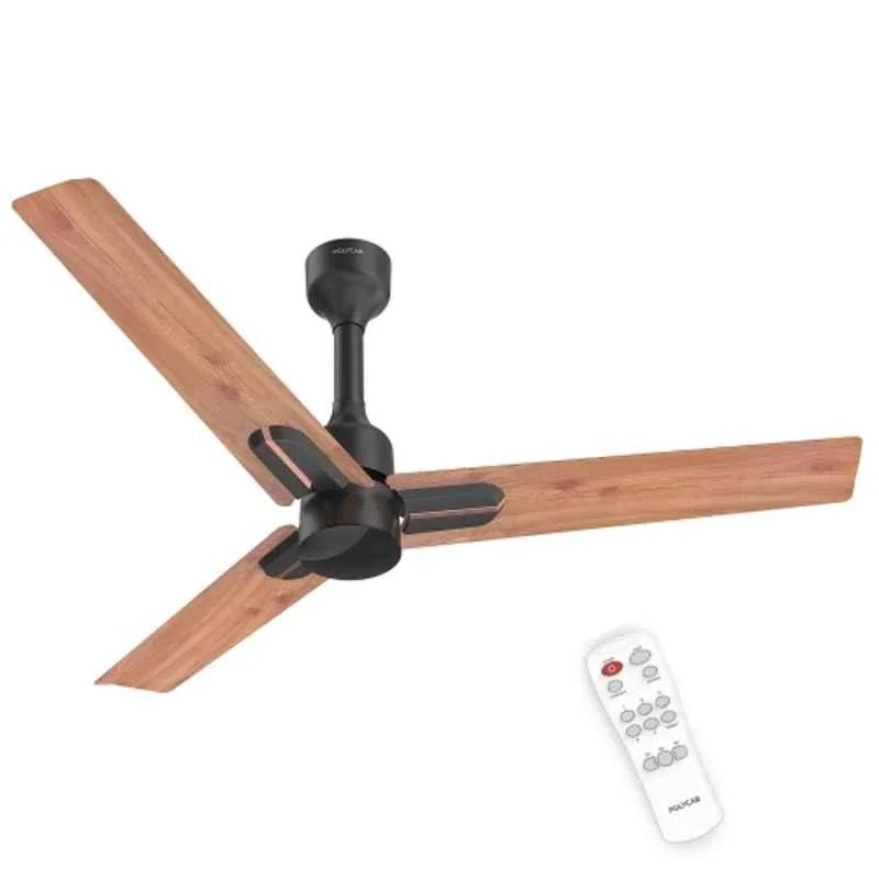 Polycab Wizzy Neo 35W 370rpm 5 Star 3 Blade Natural Wood BLDC Ceiling Fan, Sweep: 1200 mm, FCBLDCES060M