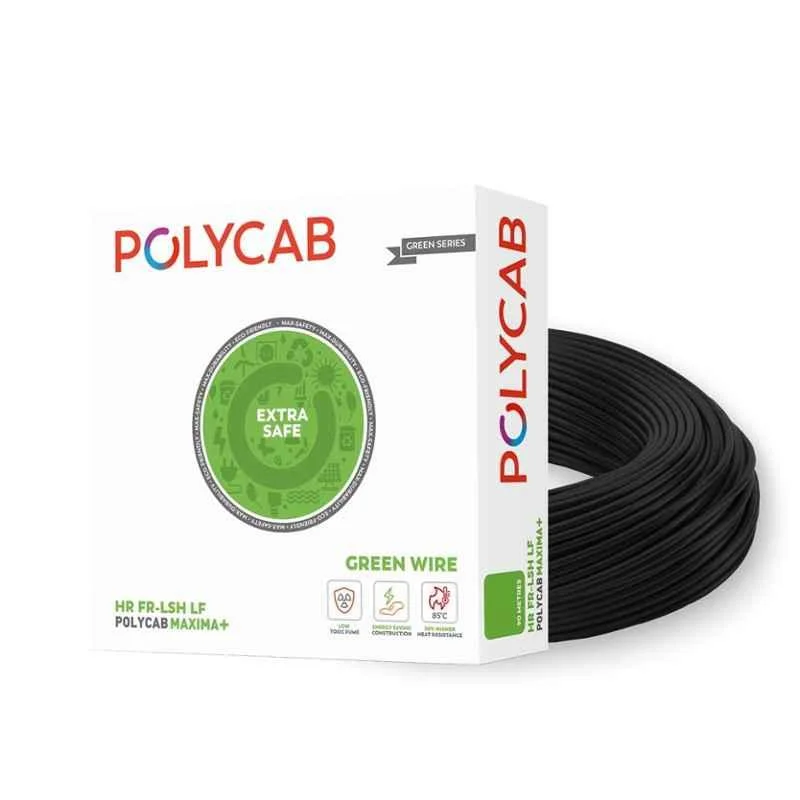 Polycab Maxima Plus 4 Sqmm Black Single Core Eco Friendly Greenwire FR PVC Copper Insulated Cable, Length: 90 m