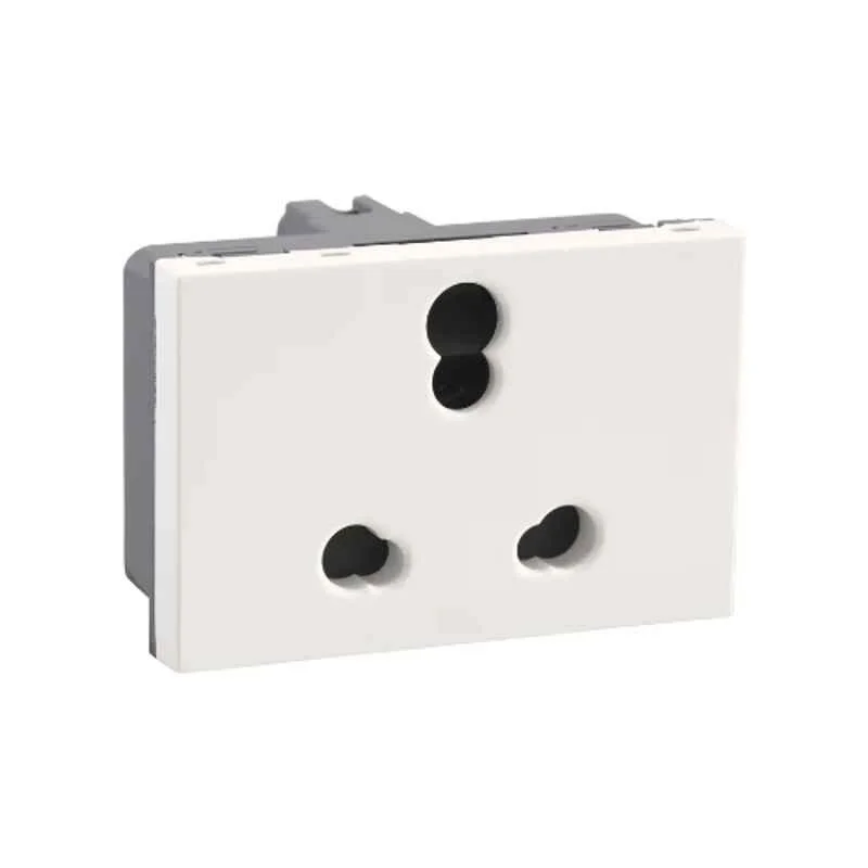 Legrand Lyncus 6/16A 2 Module White 3 Pin Indian Standard Socket with Shutter, 6772 30