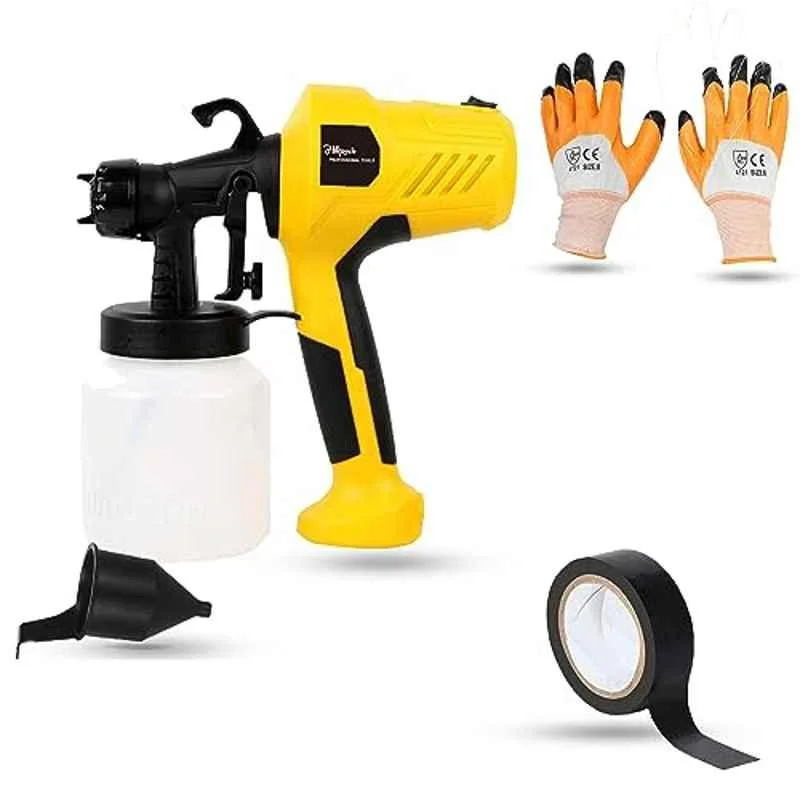 Hillgrove 400W 0.8 Litre Plastic DIY HVLP Paint Sprayer Gun with Gloves & Electrical Tape, HGCM1343
