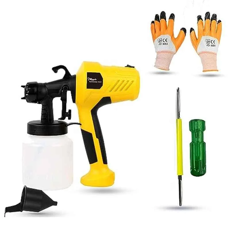 Hillgrove 400W 0.8 Litre Plastic DIY HVLP Paint Sprayer Gun with Gloves & 2 in 1 Screwdriver, HGCM1319