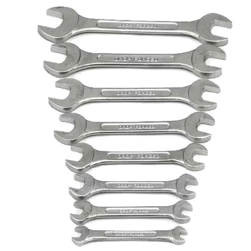 Kendo 8Pcs Chrome Vanadium Steel Silver Double Open Ended Spanner Set, SO-S-01