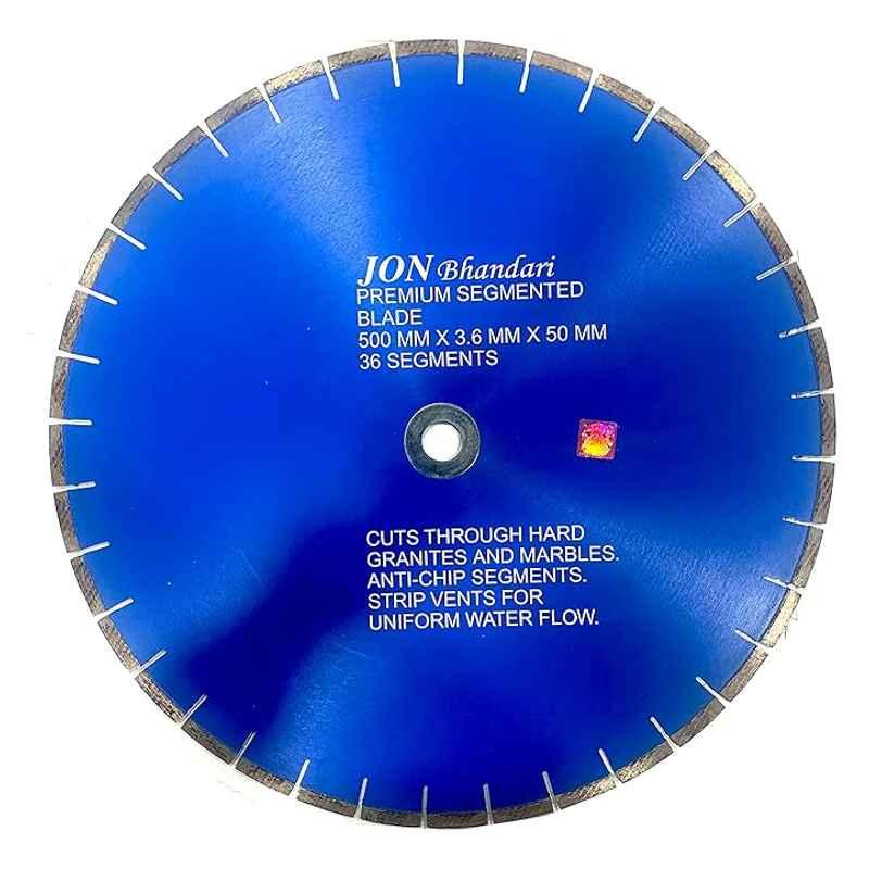 Jon Bhandari 500x3.6x50mm Premium Segmented Marble & Granite Cutting Blade for Marbles, Granites & Various Stones, 20MB