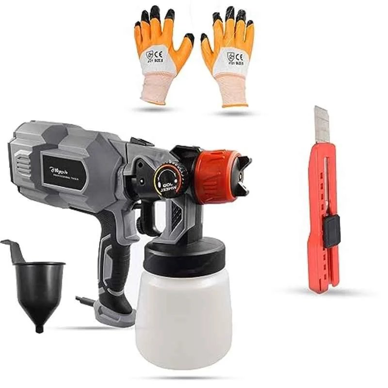 Hillgrove 550W 0.8 Litre Plastic DIY HVLP Paint Sprayer Gun with Gloves & Utility Knife, HGCM1286