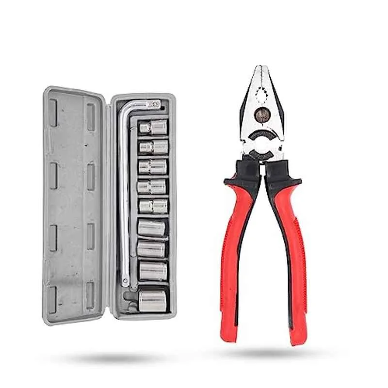 Hillgrove 10 Pcs Hex Allen Key & 8 inch Combinational Plier Set, HGCM1007