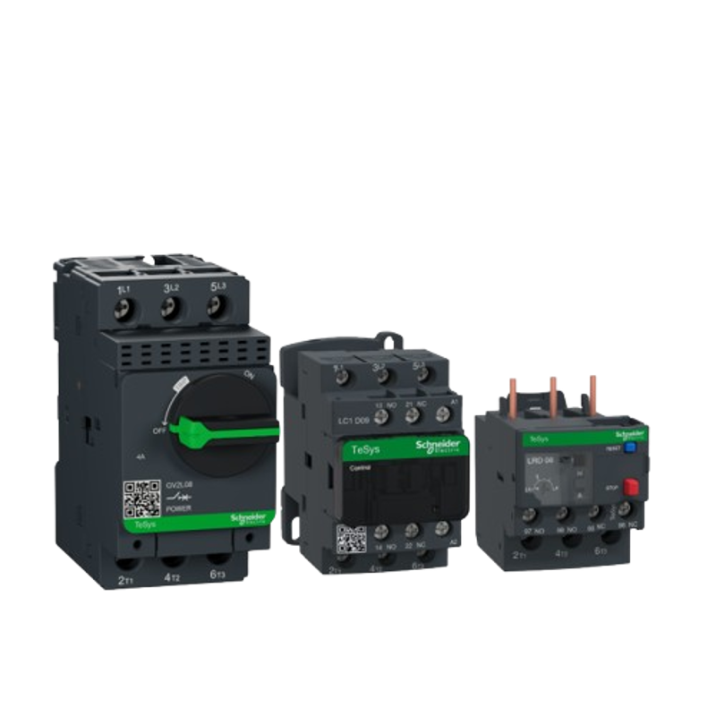Combo of Schneider Electric 4A Magnetic Motor Circuit Breaker (GV2L08), 9A 4kW 1NO+1NC Three Pole Power Contactor (LC1D09M7) & 2.5-4A 3 Pole Thermal Overload Relay (LRD08)