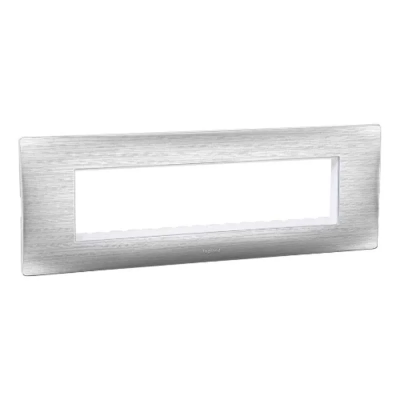 Legrand Lyncus 8 Module Polycarbonate Brushed Silver Plate with Support Frame, 677548