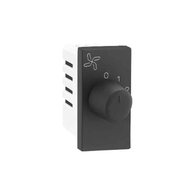 Legrand Allzy 4 Steps 1 Module 100W Matt Black Fan Regulator, 681240