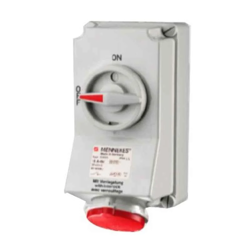 Mennekes 16A 4P 400V Wall Mounted Receptacle with Mechanical Duo-Interlock, 5100