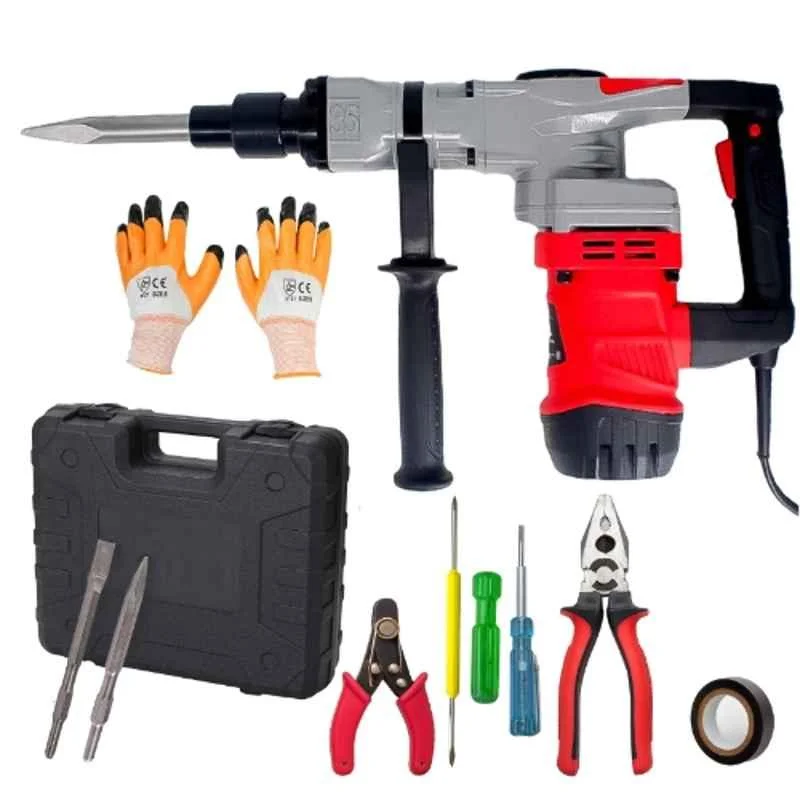 Hillgrove 10 Pcs 2000W 7kg Copper Winding Concrete Breaker Demolition Hammer Kit, HGCM1399M1