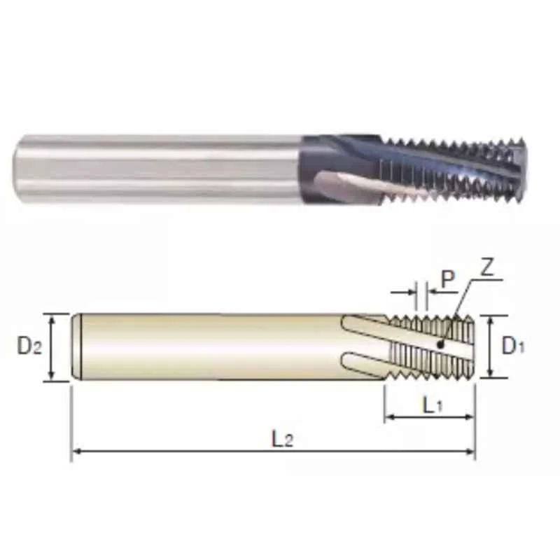 YG-1 12mm Solid Carbide TiAlN Coated Thread Mill without Coolant Hole, L1211600, Overall Length: 92 mm
