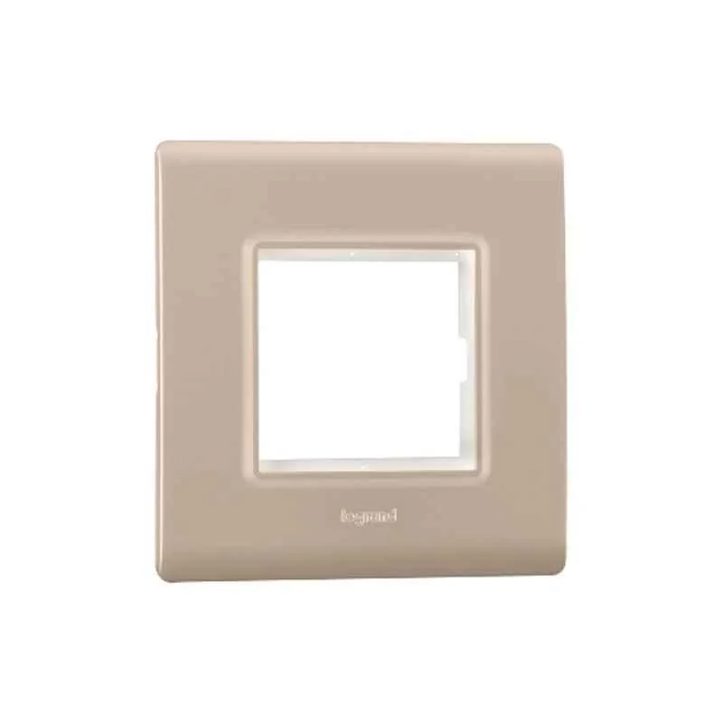 Legrand Allzy 2 Module Polycarbonate Aluminium Champagne Cover Plate with Frame, 681345