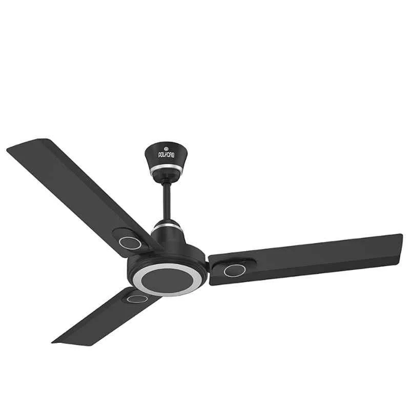Polycab Stunner 75W 400rpm Matt Black Ceiling Fan, FCEPRST295M, Sweep: 1200 mm (Pack of 2)