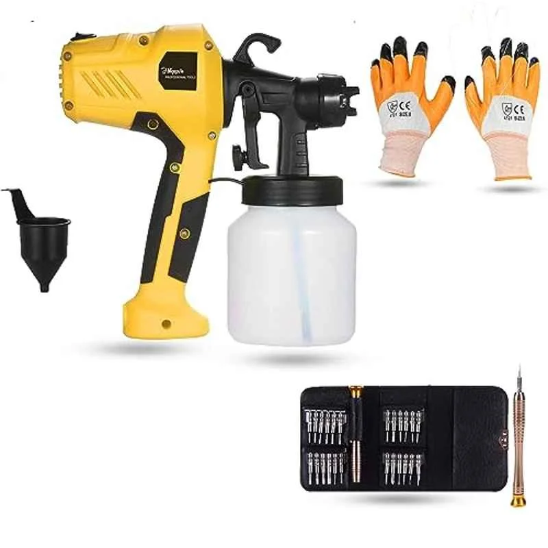 Hillgrove 400W 0.8 Litre Plastic DIY HVLP Paint Sprayer Gun with Gloves & 25 in 1 Screwdriver, HGCM1342