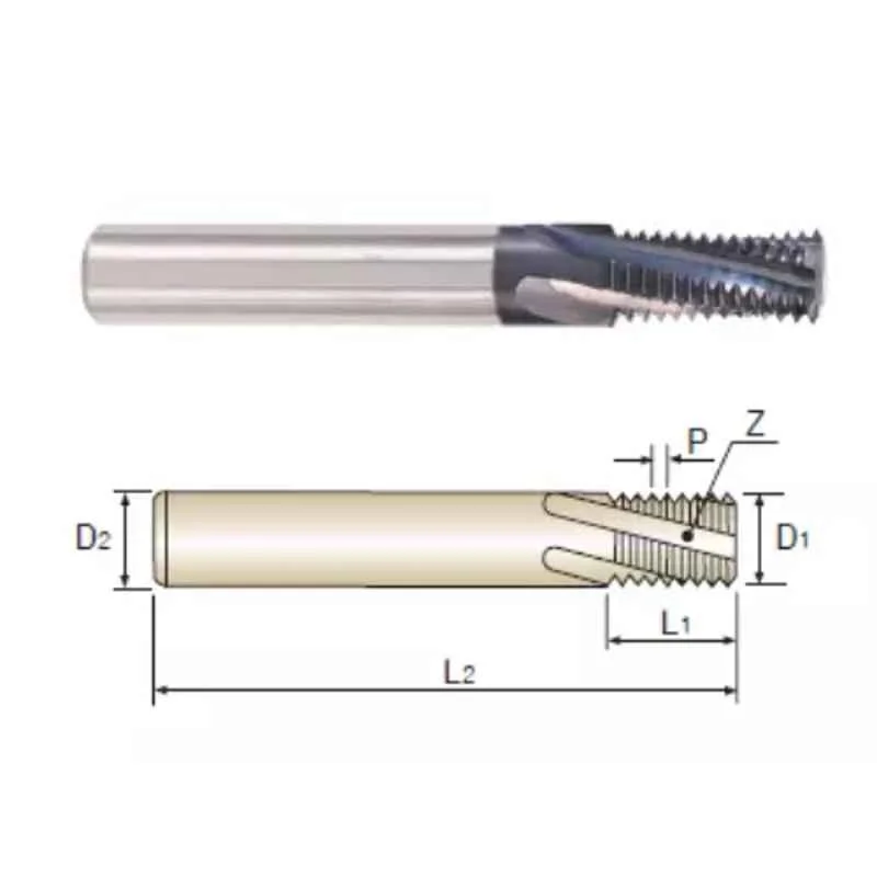 YG-1 16mm Solid Carbide Uncoated Thread Mill without Coolant Hole, L1112720, Overall Length: 92 mm