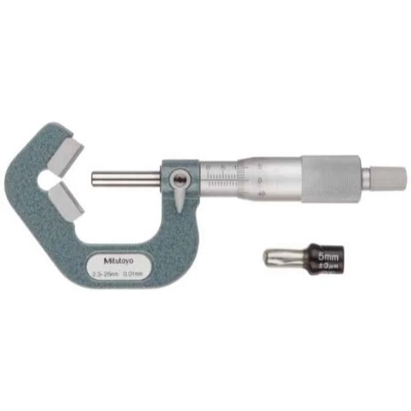 Mitutoyo 25-45mm Ratchet Stop V-Anvil Micrometer for 5 Flutes Cutting Head, 114-122