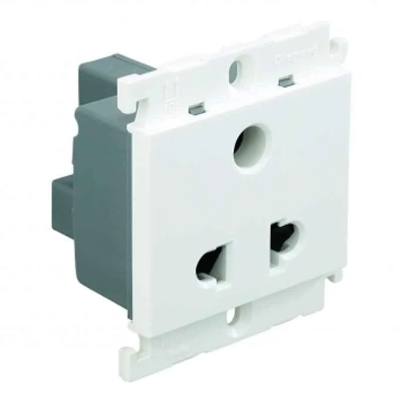 Legrand Mylinc 6/16A 3 Pin 2 Modules White Combine Indian Standard Socket with Shutter, 6755 55