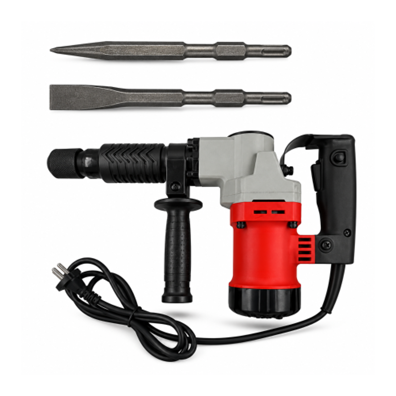 Hillgrove HGCM934 1200W 17mm Demolition Hammer Concrete Breaker Drill Machine with 2 Bits for Breaking Concrete Wall Construction Work & Hammer Drill