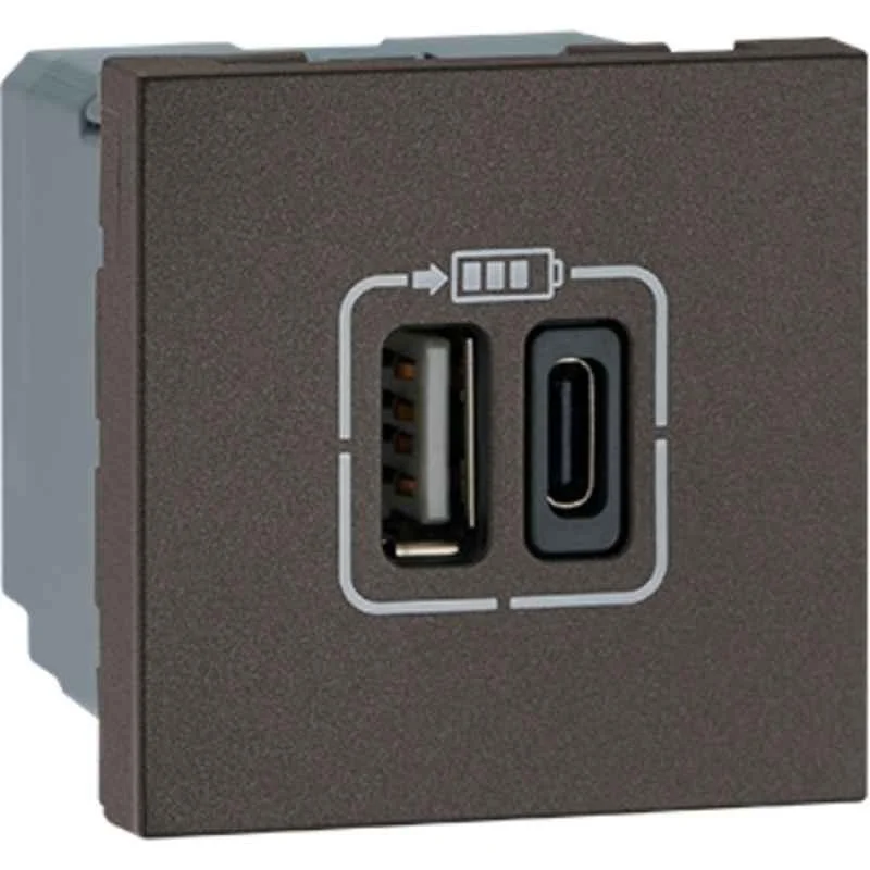 Legrand Myrius Nextgen 3A 2 Module Double USB Type-A & C Charcoal Grey Socket, 679489