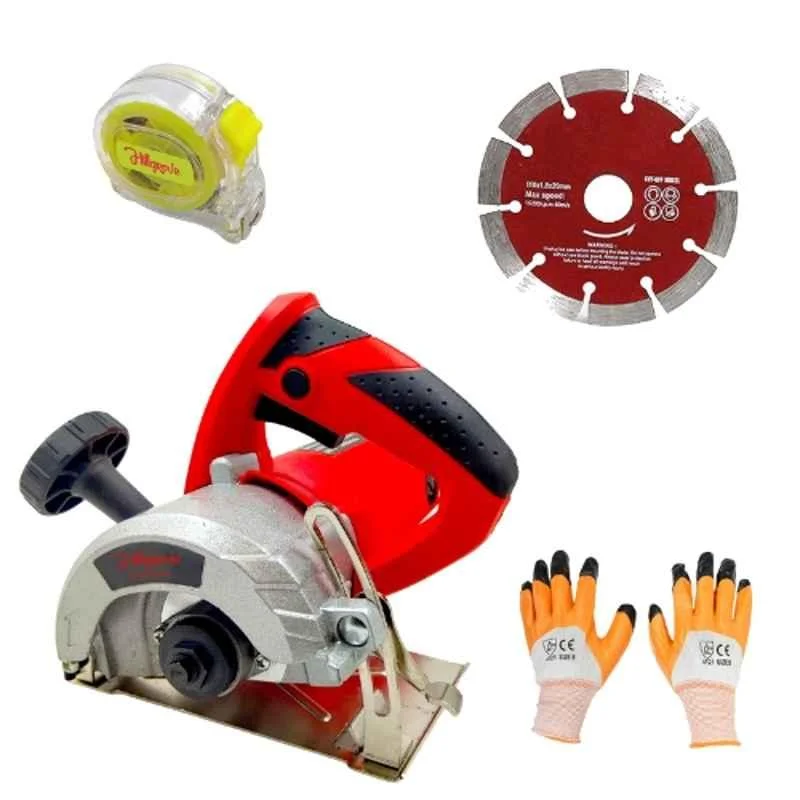 Hillgrove 2200W 5 inch Stone Cutting Machine with Wheel, Gloves & Measuring Tape, HGCM1428M1