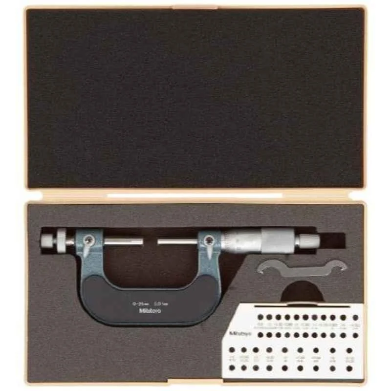 Mitutoyo 0-25mm Ratchet Stop Gear Tooth Micrometer, 124-173