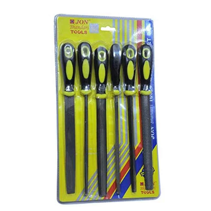 Jon Bhandari Tools 6 Pcs 8 inch Stainless Steel & Cast Iron File Set with Handle