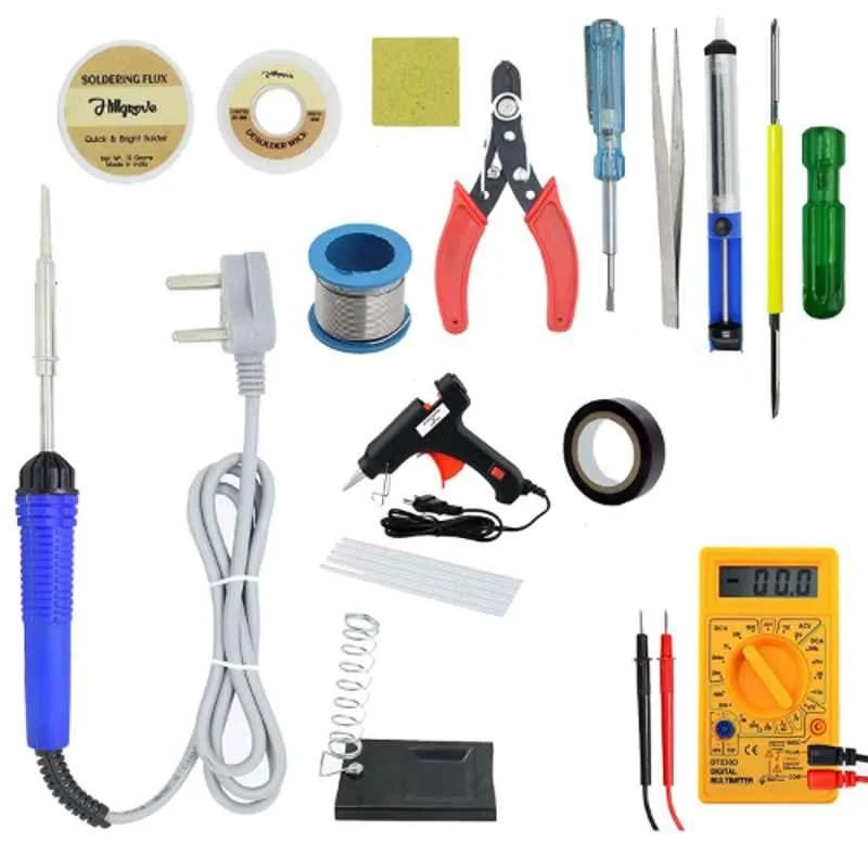 Hillgrove 15 Pcs 25W Flat Tip Soldering Iron Machine Tool Kit, HGFC002