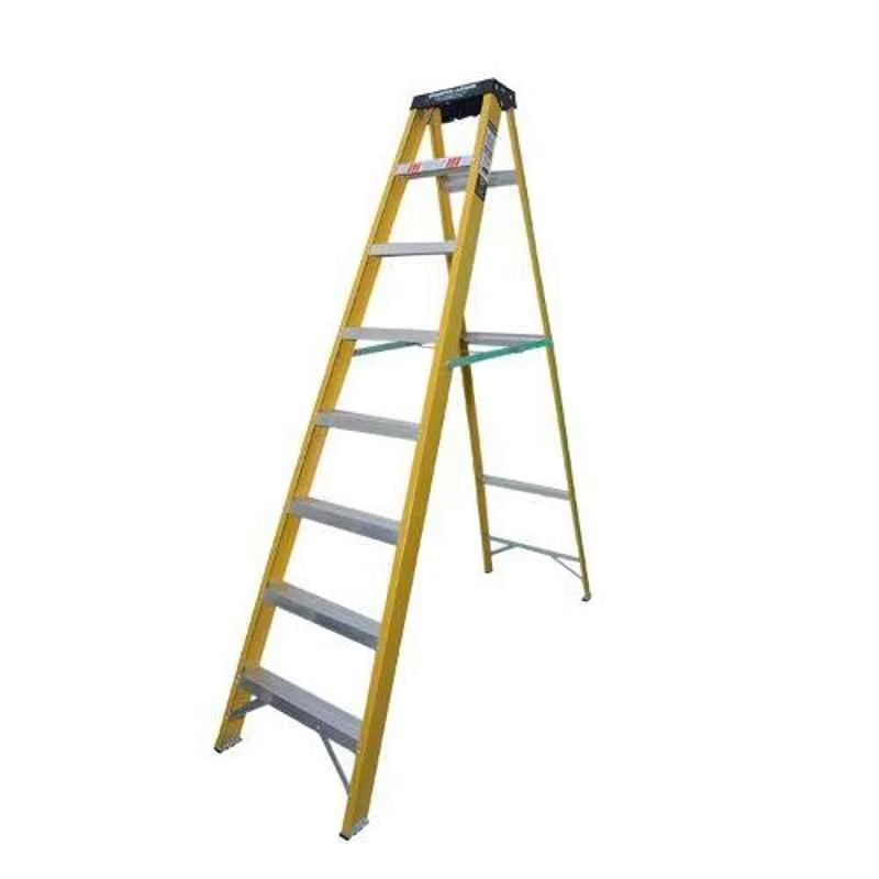 Champion 7.8ft 150kg Yellow Fiberglass 8 Step Electric Shock Proof Foldable Ladder with Tool Tray