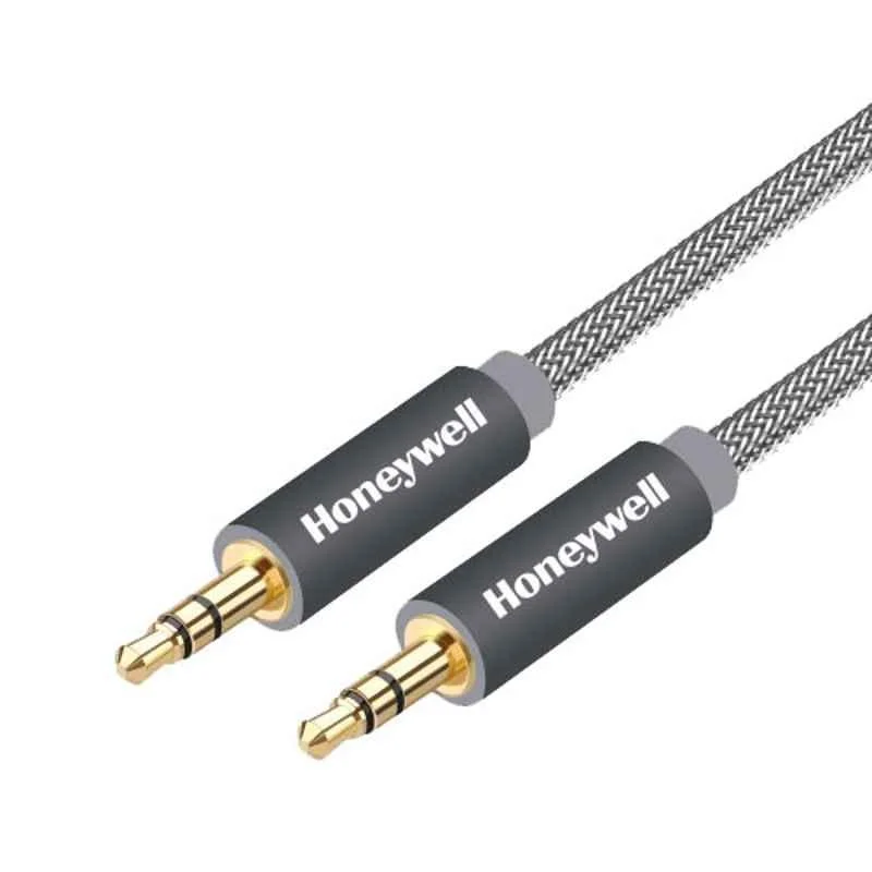Honeywell 2m 3.5mm Grey Braided Audio Aux Cable, HC000035/CBL/2M/GRY/B