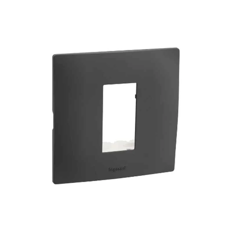 Legrand Lyncus 1 Module Polycarbonate Matt Finish Chic Grey Plate with Support Frame, 677521