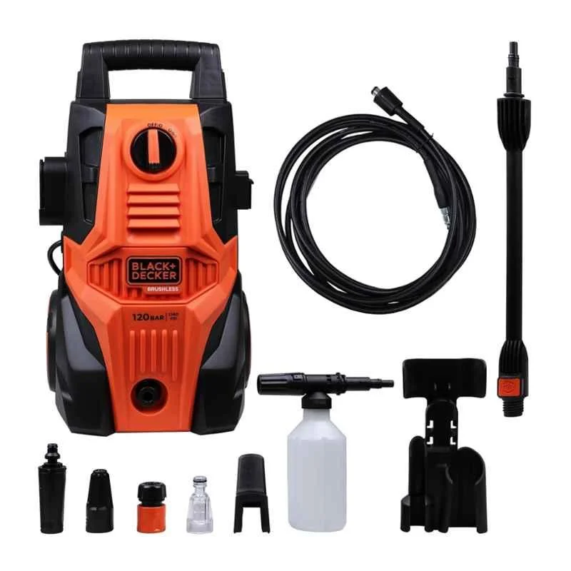 Black+Decker 1500W 120bar Black & Orange Car Pressure Washer, BEPWB1740-IN