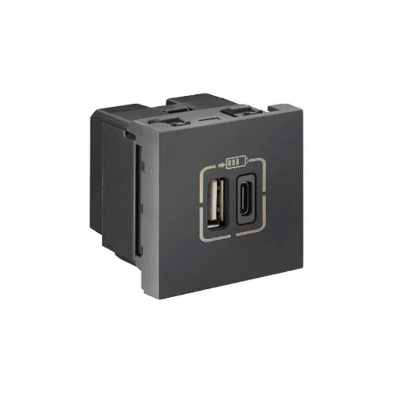 Legrand Lyncus 3A 2 Module Double USB Type-A & C Chic Grey Socket, 677489