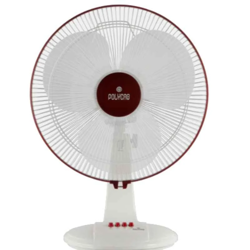 Polycab Unicorn 55W White Maroon Table Fan, FTANSST017P, Sweep: 400 mm