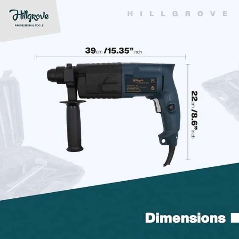 Hillgrove 750W Forward & Reverse Rotation Hammer Impact Drill Machine with 3 Bits & 8 inch Adjustable Wrench, HGCM1195