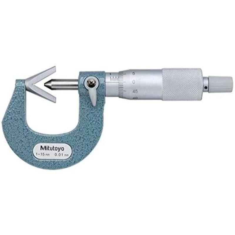 Mitutoyo 1-15mm Ratchet Stop V-Anvil Micrometer for 3 Flutes Cutting Head, 114-101