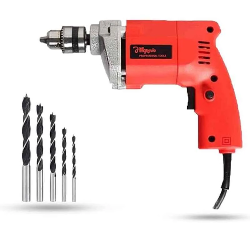 Hillgrove 500W 2600rpm Variable Speed Rotation Drill Machine with 5 Pcs Wood Drill Bits, HGCM912