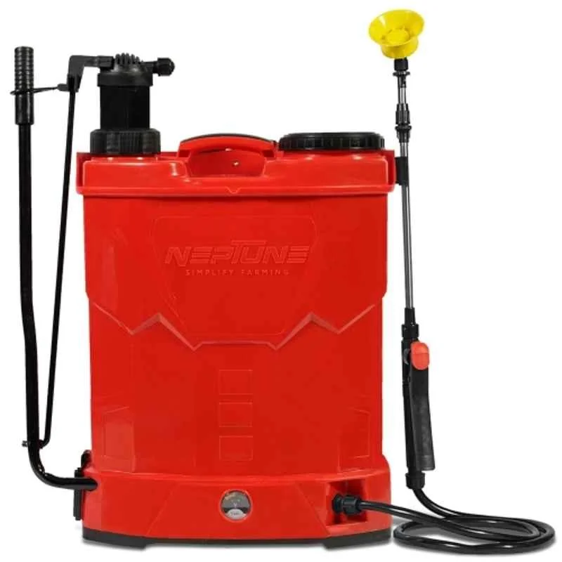 Neptune Model-25 12V 12A 20 Litre 2-in-1 Battery & Manual Knapsack Sprayer with Telescopic Lance & 4 Nozzles Suitable for Agriculture & Garden Spraying Color May Vary, BS/CK/DK/VN-25
