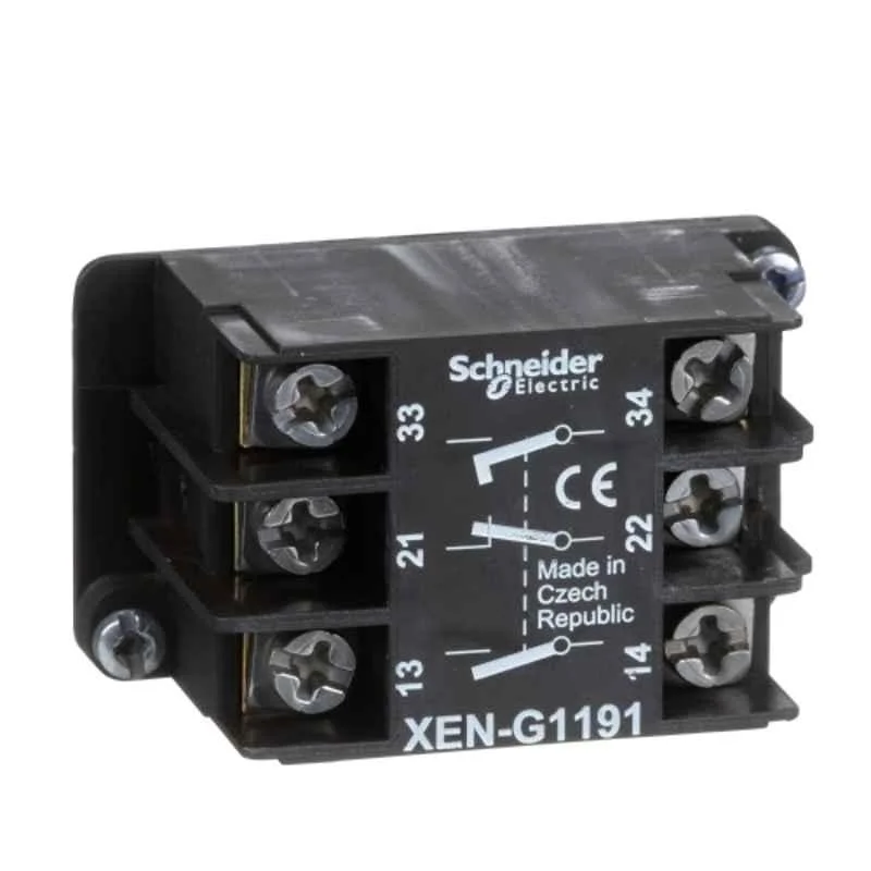 Schneider Electric 1 NC + 2 NO Front Mounting Spring Return Contact Block, XENG1191